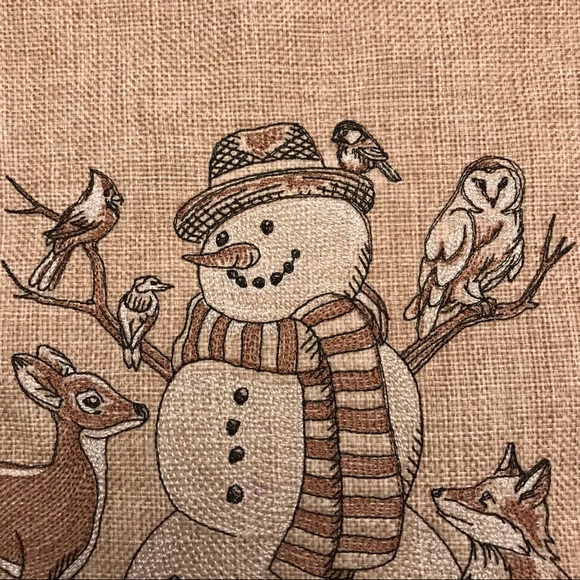 Sold!! Last one! NWT Winter Woodland embroidered pillow cover w/ snowman - Picture 5 of 6